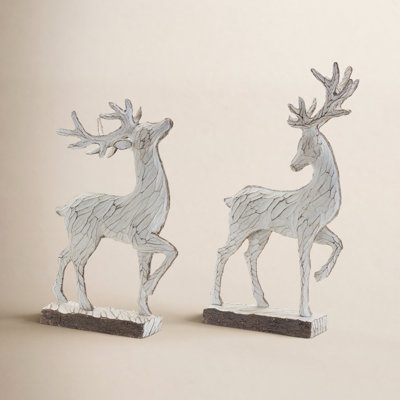Haari 2-Piece Carved Deer Figurine Set