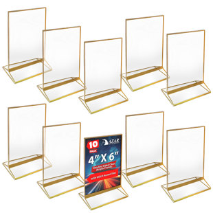 Cadres en acrylique transparent double face avec garniture décorative 4 po de largeur x 6 po de hauteur, paquet de 10