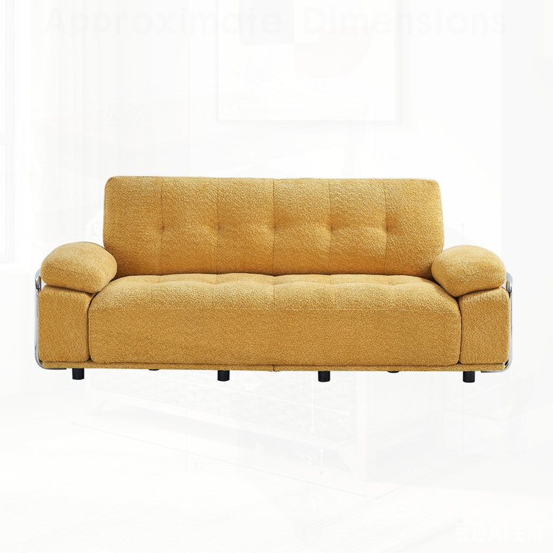 Canapé moderne avec coussins de siège et de dossier à compression, structure à accoudoirs en acier et tissu chenille doux pour un confort ultime