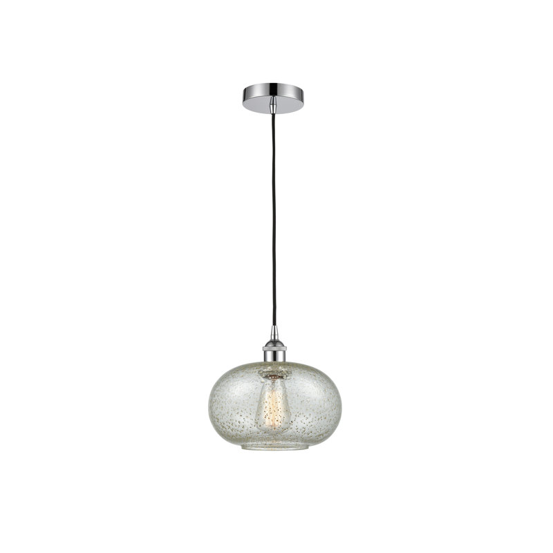 Luminaire suspendu simple à 1 lumière Bobtown, Mica, Chrome poli