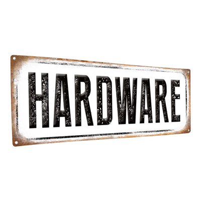 Distressed, Hardware Metal Sign On Metal Print