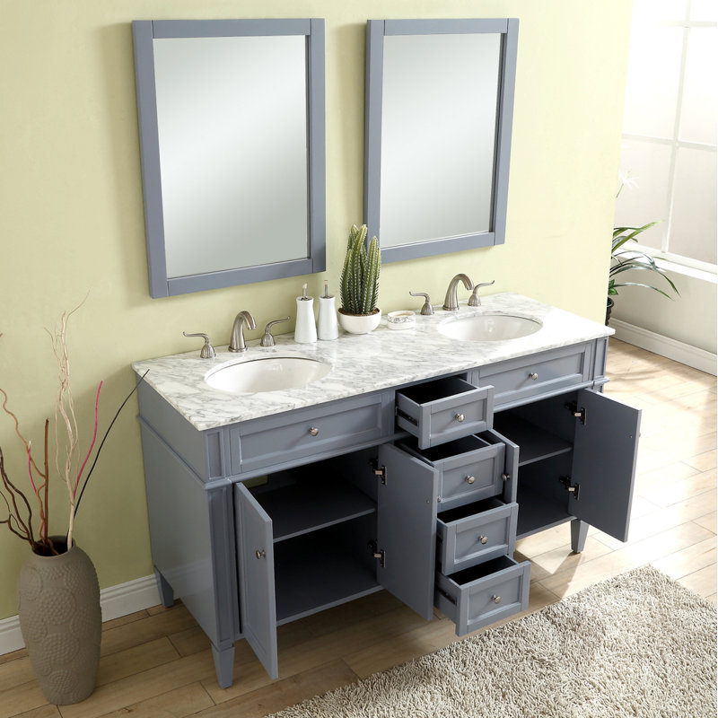Ensemble de meuble-lavabo double 60 "Rivers, Gris