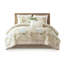 Couette en coton 6 pièces pour un style de vie côtier, taille Queen, rembourrage, imprimé tropical aux nuances variées.