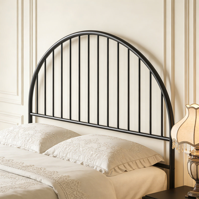Arched Design Matte Black Metal Headboard With Adjustable Height Brackets For Queen/Full Bed Frame, Queen