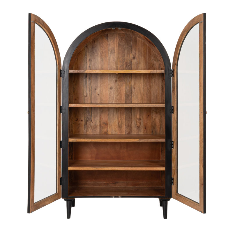 Vitrine arquée en bois de manguier noir