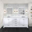 Meuble-lavabo double blanc 80 po X P 22 po D, dessus en quartz blanc et ensemble de robinet-117844069