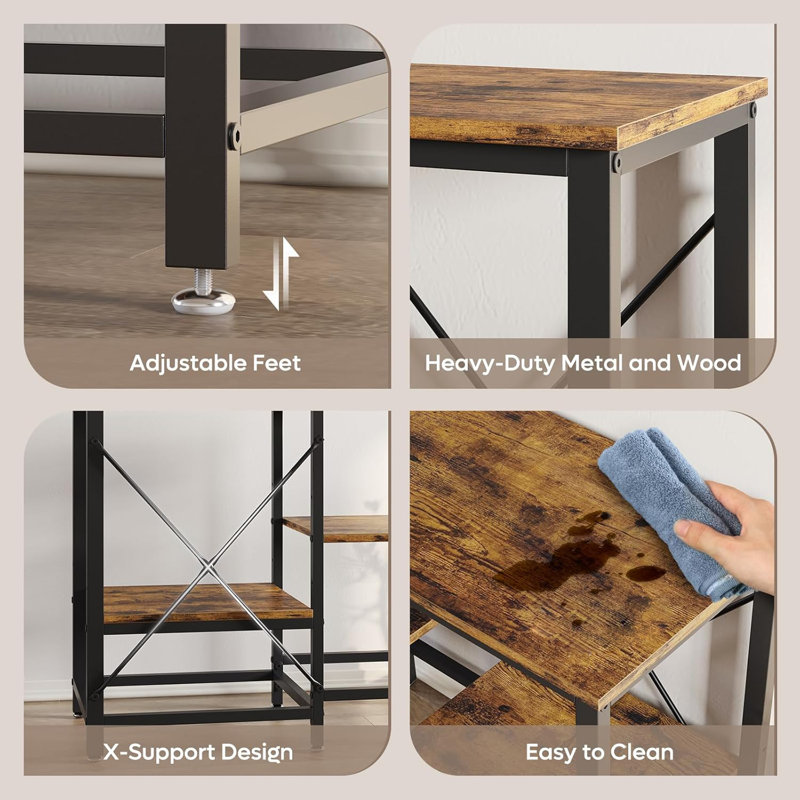 Rustic Brown Metal Fish Tank Stand with Adjustable Shelves