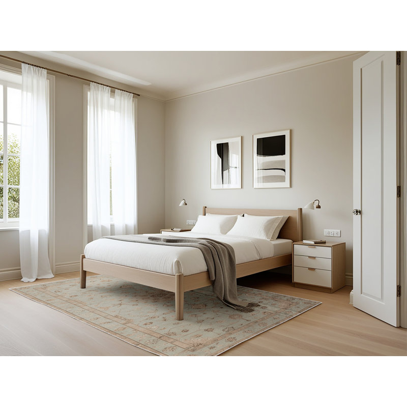 Tapis beige lavable à la machine Afyon, Rectangle 5 pi x 7 pi