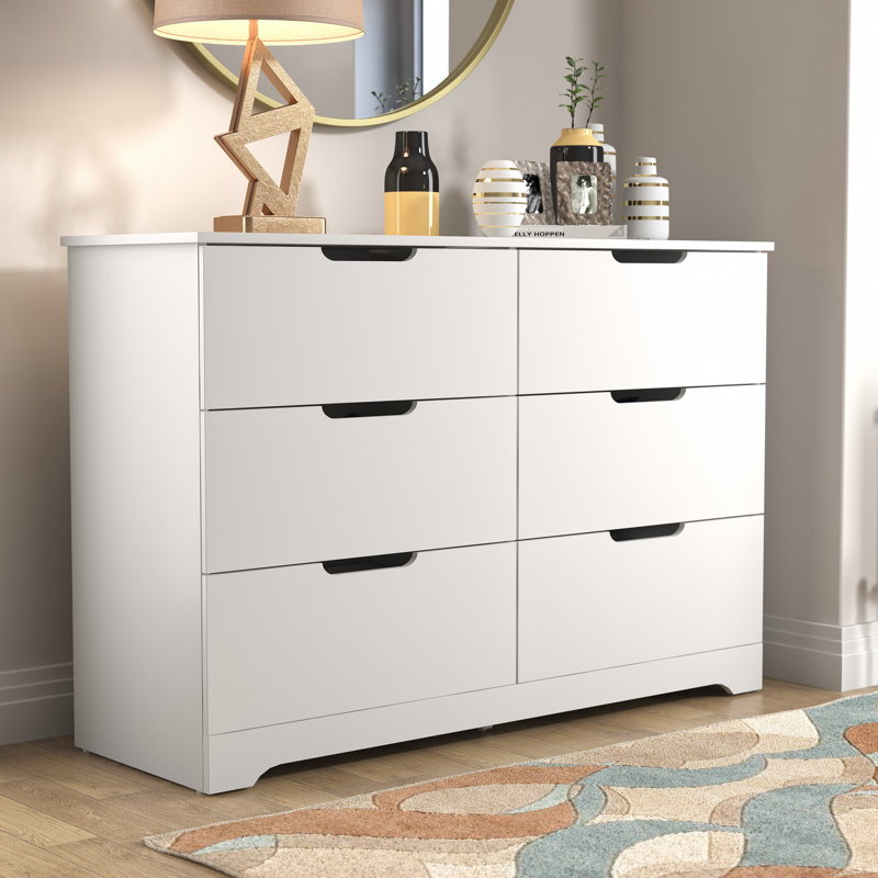 Aroob 6 Drawer Dresser 47.24'' W, Matte White