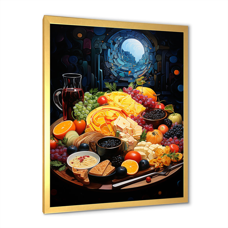 «French Cuisine Landscape Harmoney», reproduction sur toile, Cadre doré simple, H 40 po x l 30 po x P 1,5 po