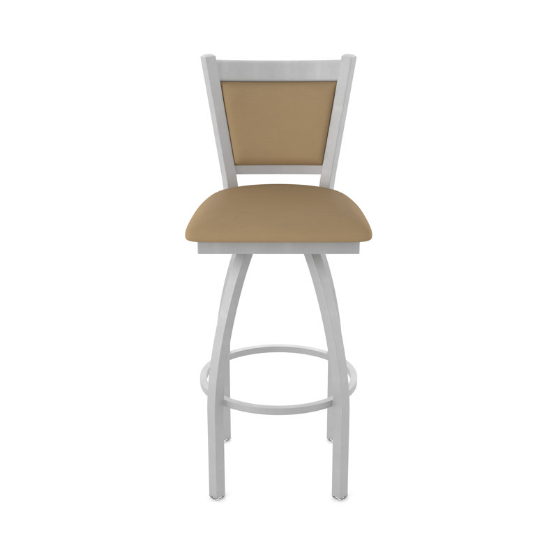 Tabouret pivotant Hadleigh, Nickel anodisé, Tabouret de bar (siège d'une hauteur de 36 po), Vinyle - sable Canter