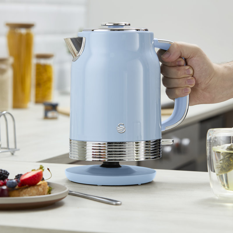 Swan Retro Kitchen Set, 1.7L Rapid Boil Traditional Kettle and 2 Slice Toaster, Non-Slip Feet, Blue