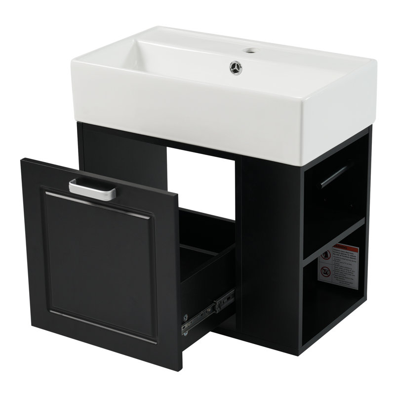 Meuble-lavabo de salle de bain avec lavabo, Noir