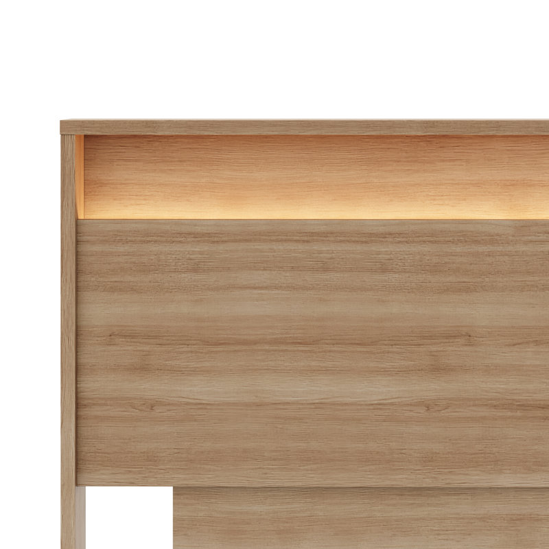 Gael Queen Size Headboard with Integrated Lighting, Brown