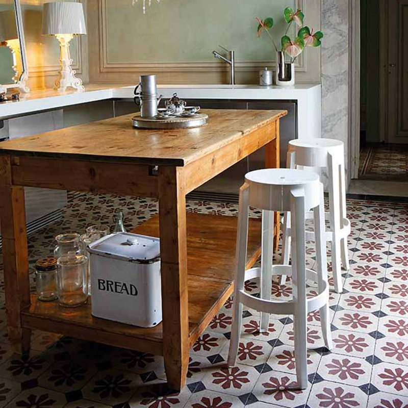 Tabouret de bar Charles Ghost, Blanc lustré, 29.5"