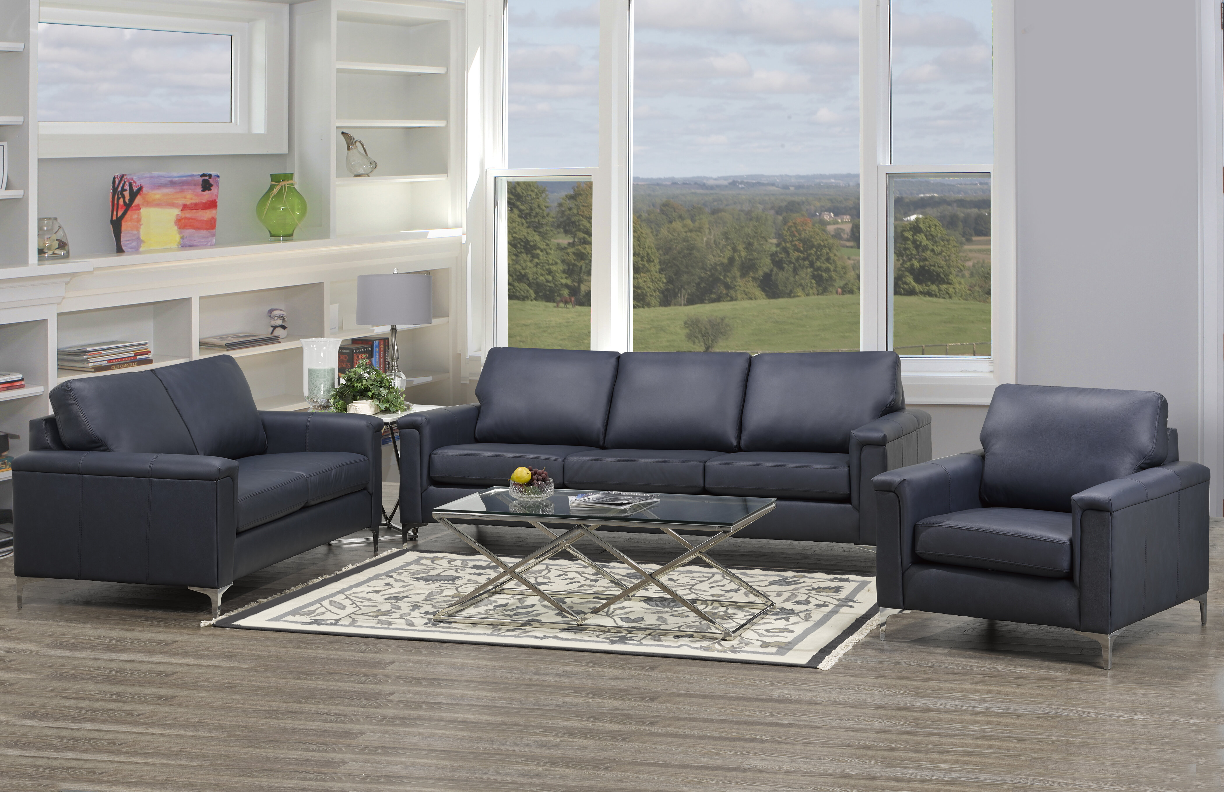 Modern leather sofa and outlet loveseat