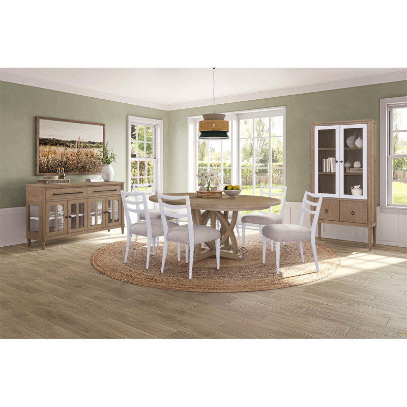 Table ronde extensible avec 4 chaises blanches Ladderback