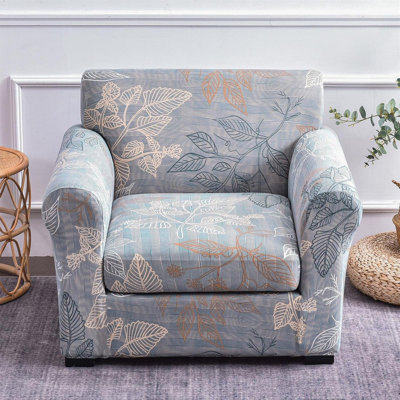 Couch Chair Covers 2-Piece Stretch Armchair Cover Sofa Covers With Separate Seat Cushion Floral Pattern Sofa Couch Slipcover Furniture Protector Decorative For Living Ro