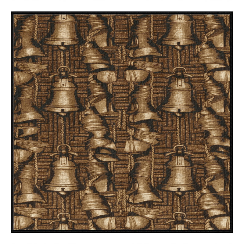 Washable Ship bells Nautical Area Rug, Square 6'