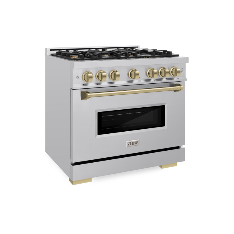 ZLINE Autograph Edition 36" Classic Gas Range w/ 6 Burners & Matte Black Accents, Champagne Bronze