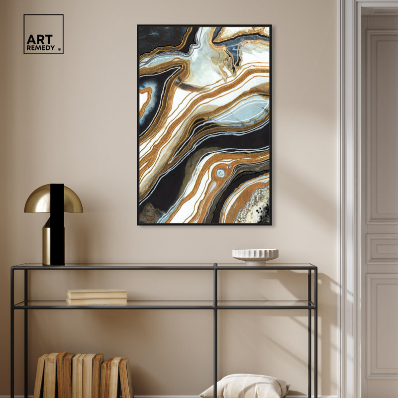 Black and Gold I, Black Framed, 37" H x 25" W