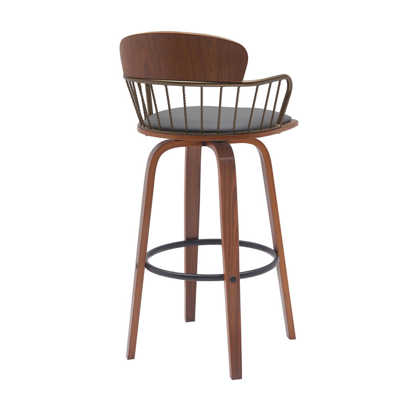 Tabouret de comptoir pivotant Willow avec accents bronze doré