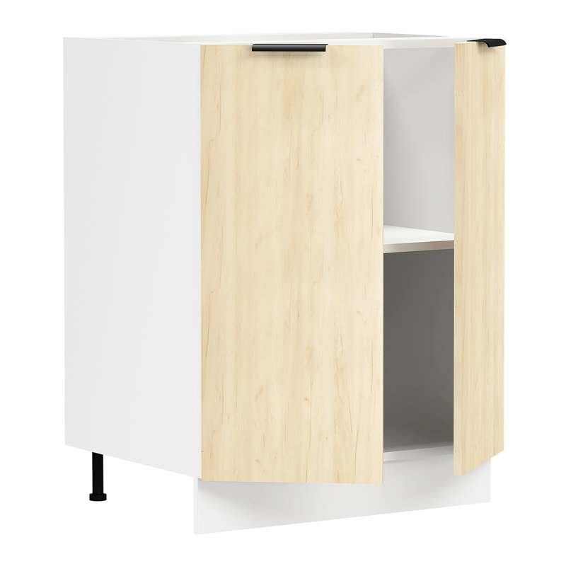 Senni 82Cm H x 60Cm W x 46Cm D Manufactured Wood Standard Base Cabinet, Honey oak/White