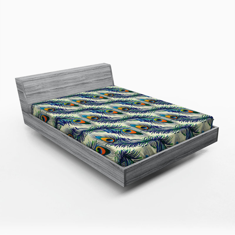 Peacock Microfiber Fitted Sheet, Queen Fitted Sheet