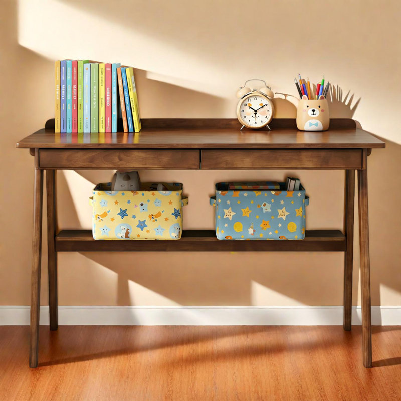 Bureau d'écriture pour bureau à domicile avec tiroirs et tablette de rangement, design moderne Mid-Century