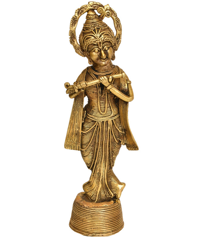 Statue tribale en laiton de 8 po Kuteshna - sculpture tribale faite à la main Bastar