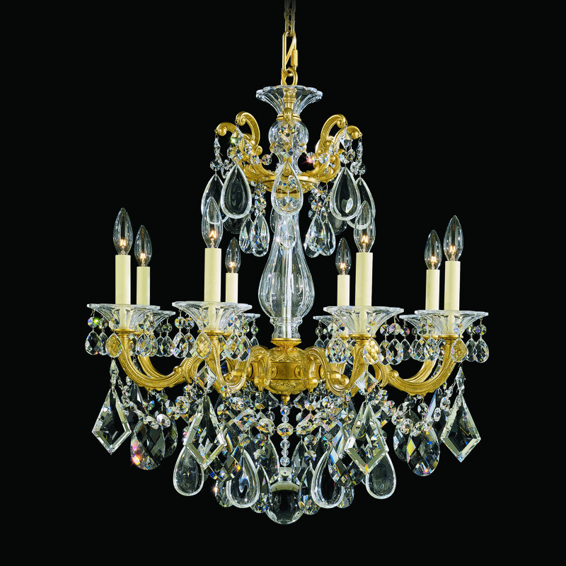 La Scala 8 - Light Glass Chandelier, Etruscan Gold, Handcut Clear