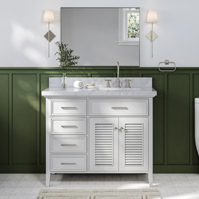 Bodhin 43'' Single Bathroom Vanity with Carrara Marble Top