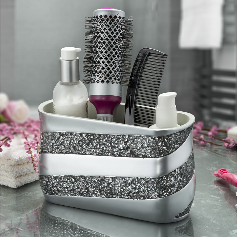 Silver Mosaic 3-Compartments Bathroom Vanity Organizer