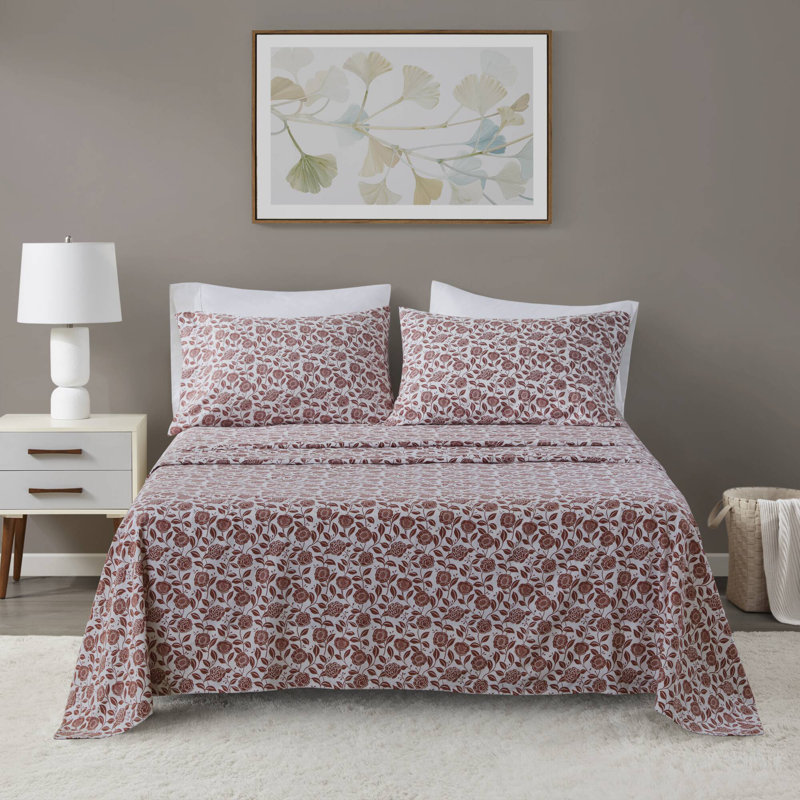 4 Pcs Full Sheet Set, Pink Floral