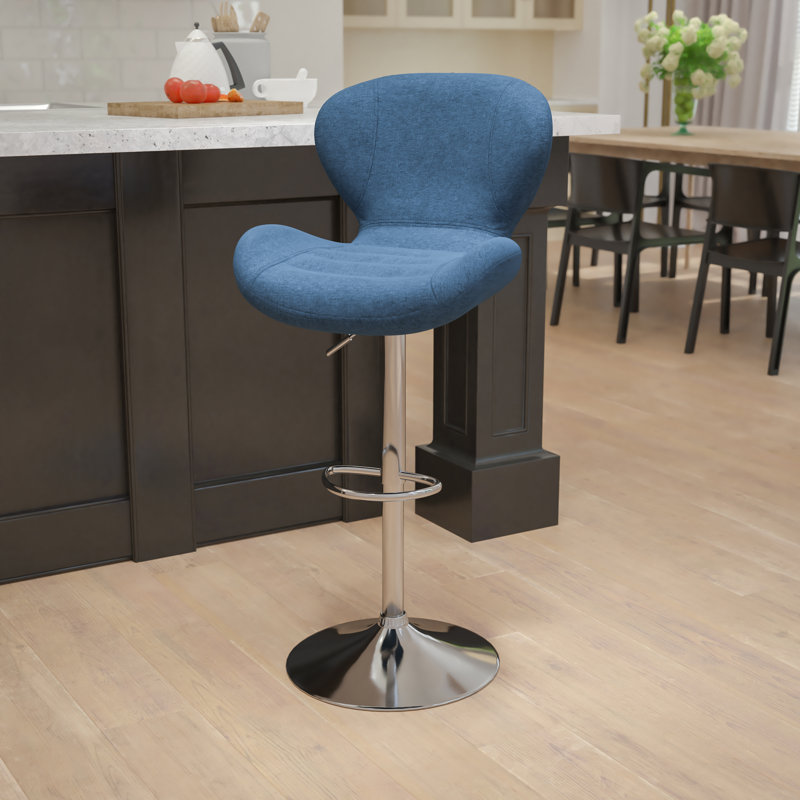 Arkport Swivel Upholstered Adjustable Height Counter Stool, Blue