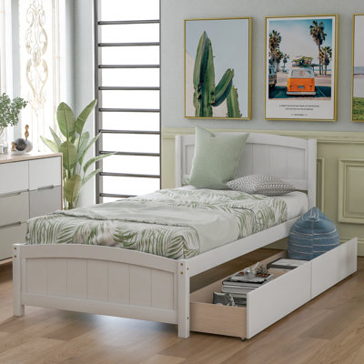 Lit plateforme simple avec deux tiroirs sans sommier