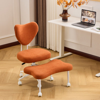 Fauteuil de bureau ergonomique à pieds croisés, chaise Criss Cross rembourrée à hauteur réglable avec support lombaire et base roulante pour bureau personnel, orange