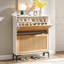 Armoire de rangement cannelée à 2 tiroirs cannelés, chêne blanc et naturel, 1 pièce-132759847