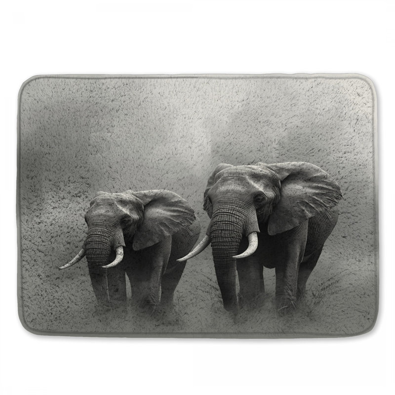 Tapis de bain Deux éléphants d'Afrique, 34in W x 21in L