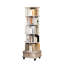 Étagère pivotante à 6 niveaux, blanc chaud, avec roulettes, tiroir et cloison, idéale pour la maison, le bureau ou la chambre. Design modulaire et polyvalent. Convient également au salon et au bureau.