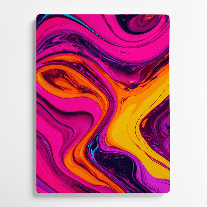 Art abstrait abstrait en métal rose 27, H 16 po x l 20 po