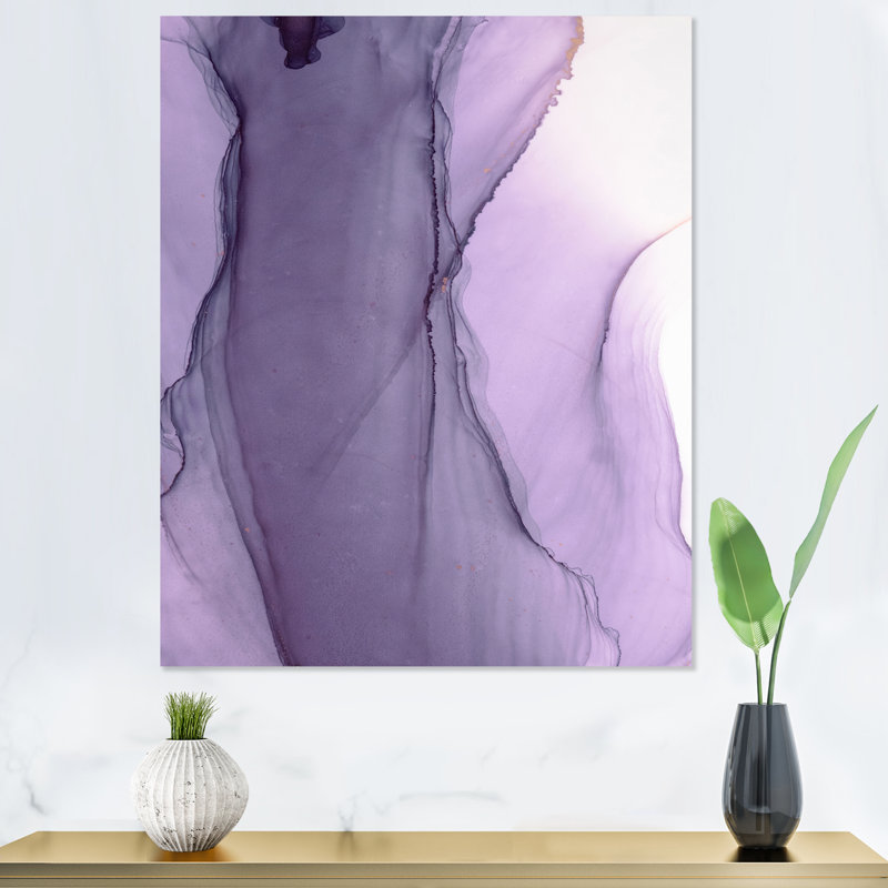 Marbre mauve de luxe liquide Art II - art mural moderne sur toile, H 36 po x l 24 po x P 1 po, Toile tendue