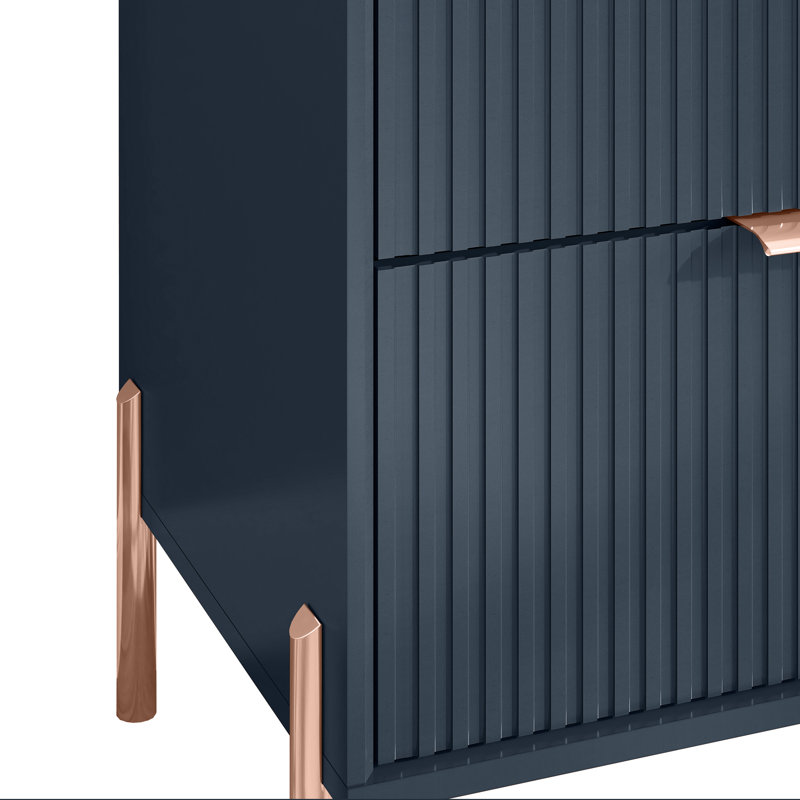 Commode 5 tiroirs Kenery, Bleu marine