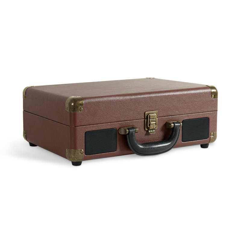 Dark Brown Portable Vintage Bluetooth Suitcase Record Player