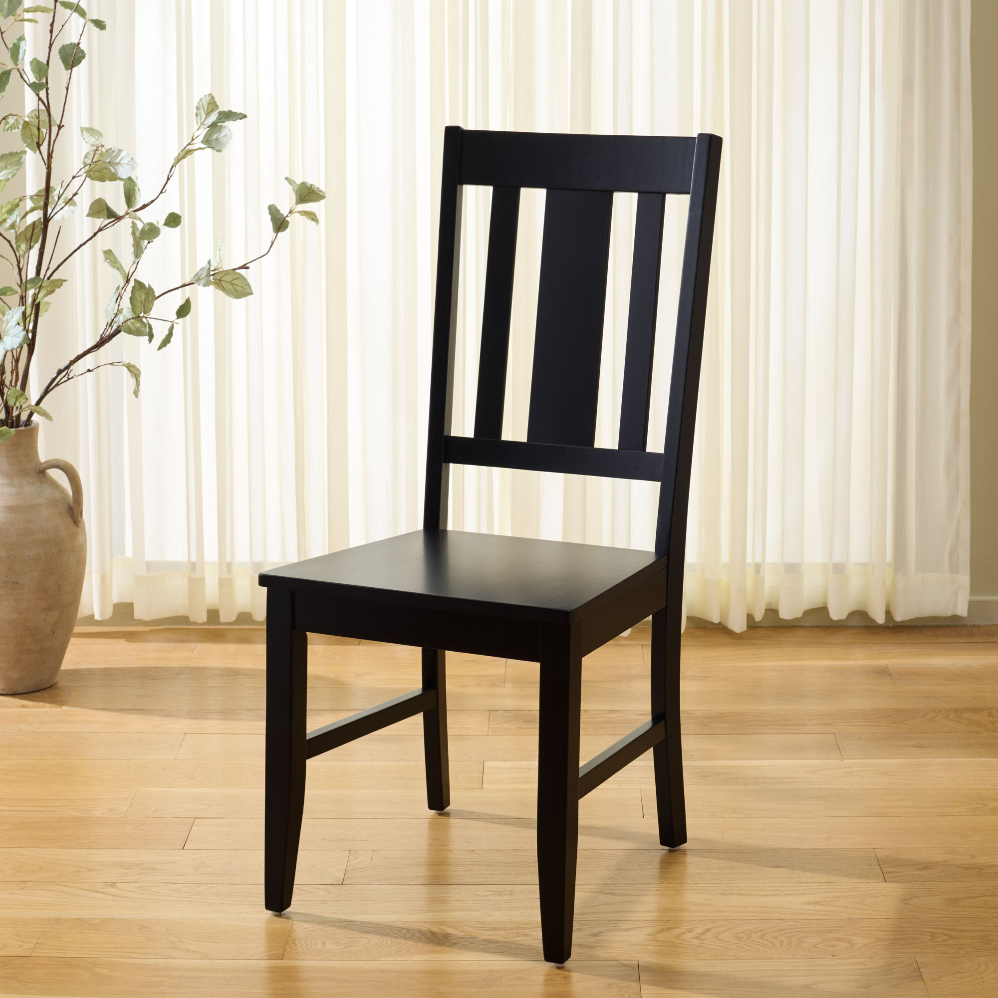 Sam Slat Back Side Chair, Black