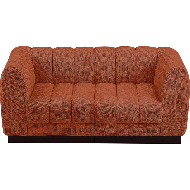 Causeuse rembourrée Quinn, Tissu cognac chenille