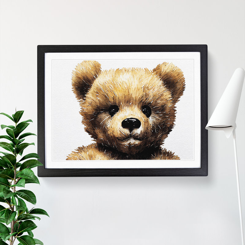 Wonderful Teddy Bear - Single Picture Frame Painting, Black, 46cm H x 64cm W x 2cm D