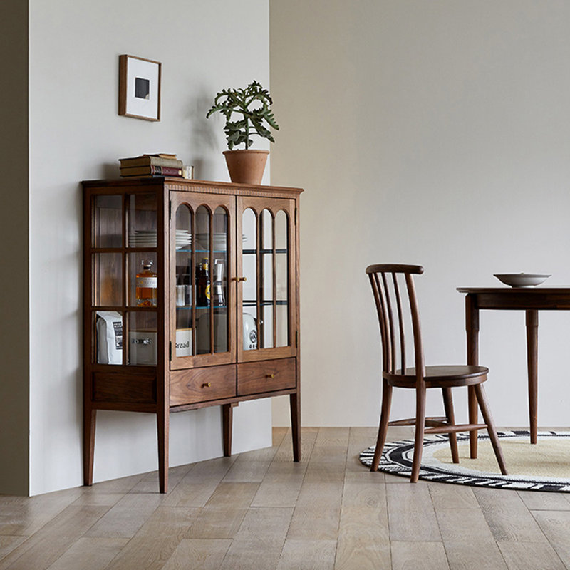 Retro Walnut Large-Capacity Accent Cabinet