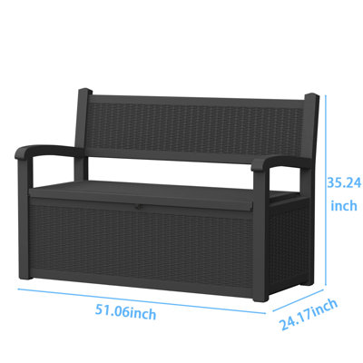 Banc de rangement extérieur verrouillable 80 gallons de style rotin, résine résistante à l'eau