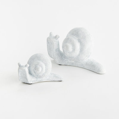 Whitewash Concrete Snail Garden Sculptures